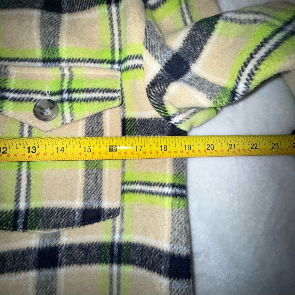BP Brushed Plaid Oversize Shirt Jacket shacket XS- Green and Gray - Picture 7 of 12
